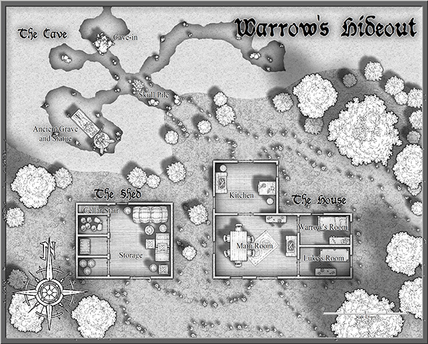 Warrow's Hideout - Black and White Example Map